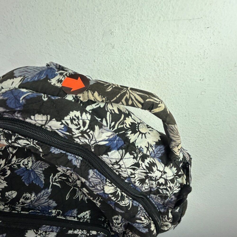 Vera Bradley bookbag black blue everyday casual Campus Backpack floral FLAWED - Picture 4 of 14